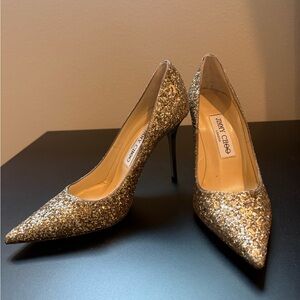 Jimmy Choo Sparkling Gold Heels